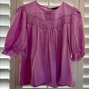 J Crew puff sleeve woven laced top